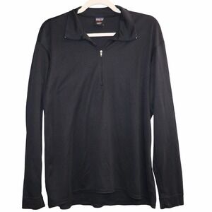 Patagonia Capilene Quarter Zip Pullover Black Large Base Layer Long Sleeve